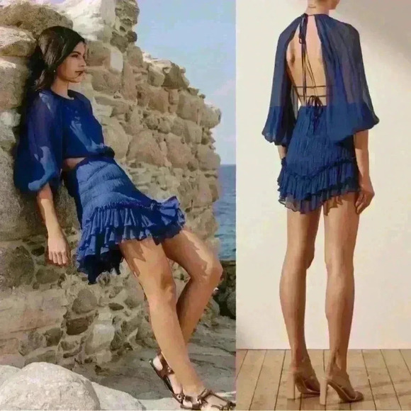 Shona Joy Safira Cut Out Backless Mini Dress in Aegean Blue Size 6 - Picture 2 of 14